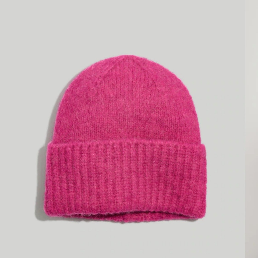 Fuzzy Wide-Cuff Cozy Pink Beanie